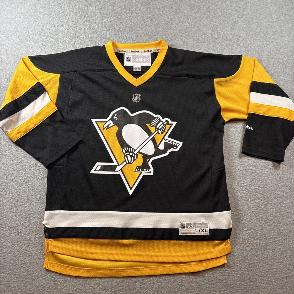 Pittsburgh Penguins NHL Jersey Youth L/XL Officially Licensed Sewn Logo Black